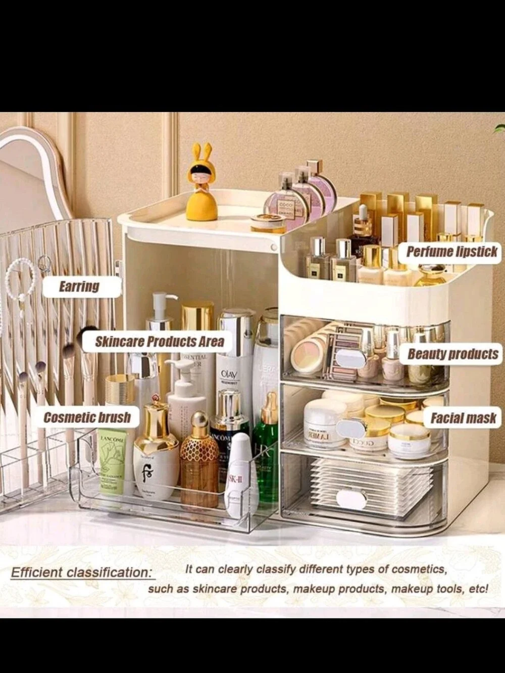 White Cosmetic Organizer Storage Tower by